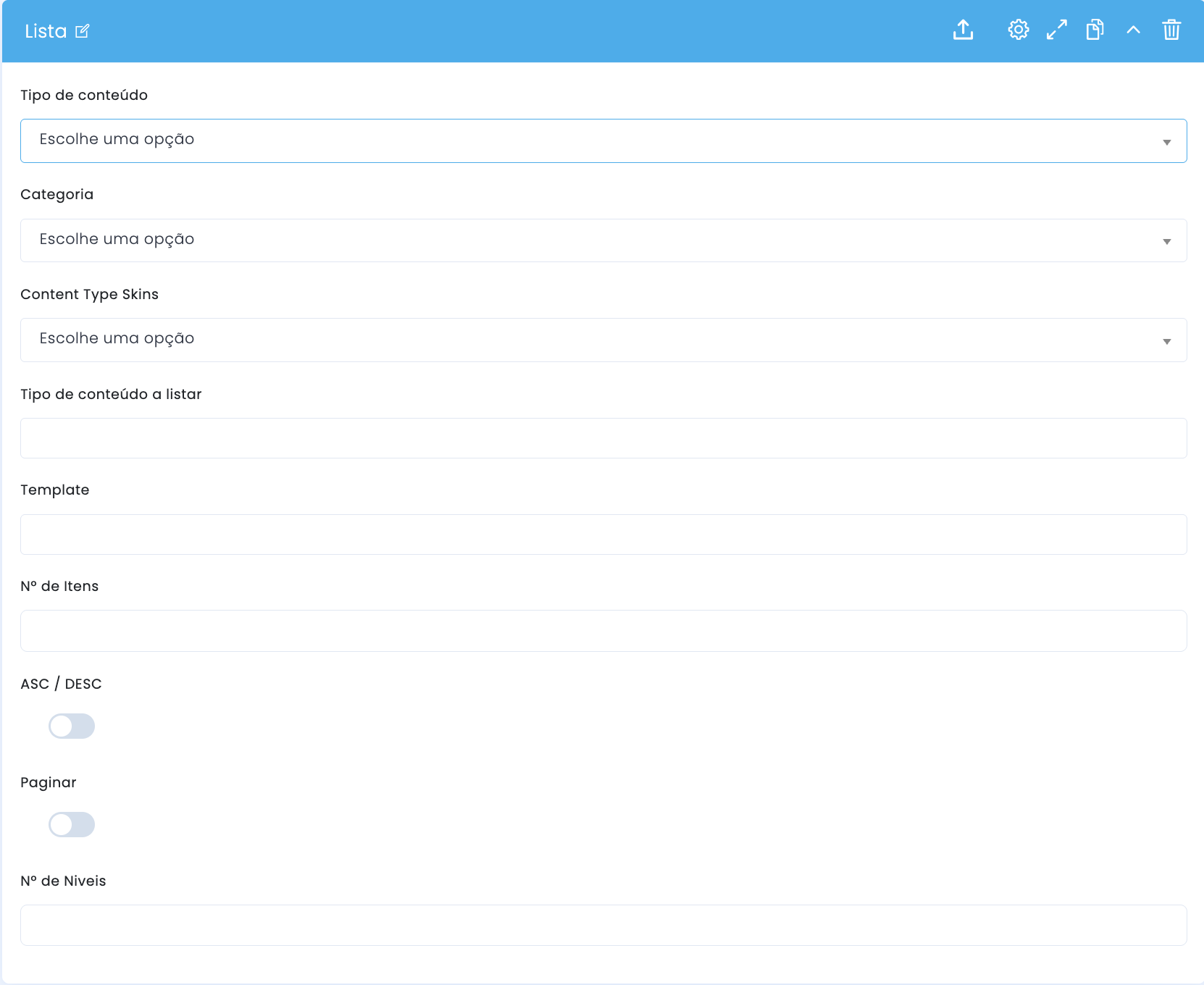 Setting the content of the list block